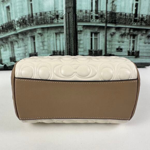 Coach CY744 Mini Rowan Crossbody Bag In Blocked Signature Leather IN CHALK - Picture 2 of 9